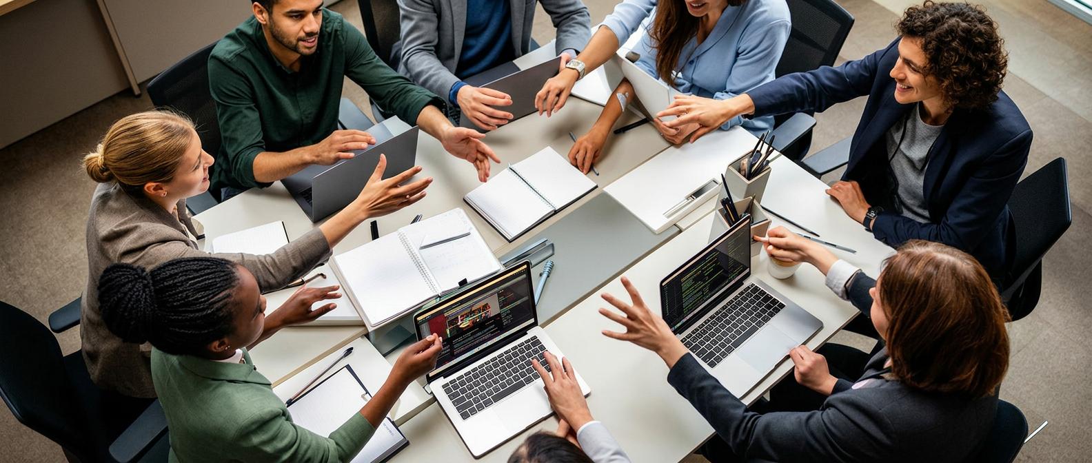 Équipe en collaboration sur un projet
